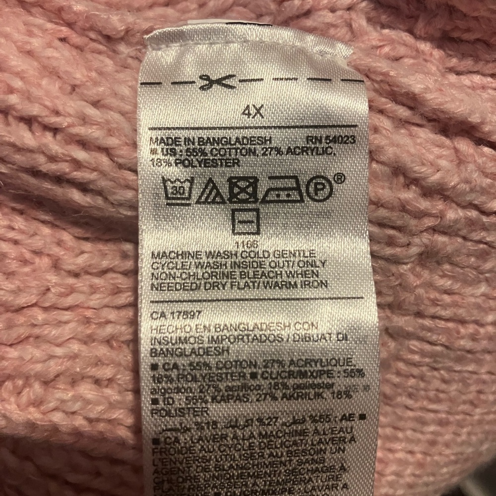 Pink Crew Neck cable knit Sweater - Picture 3 of 3